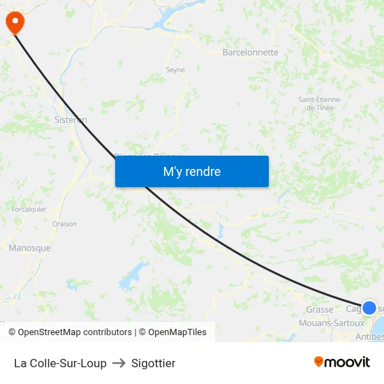 La Colle-Sur-Loup to Sigottier map