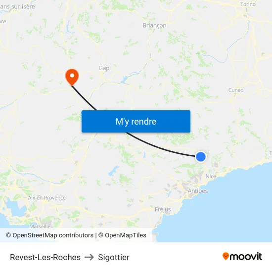 Revest-Les-Roches to Sigottier map