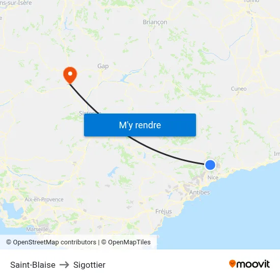 Saint-Blaise to Sigottier map