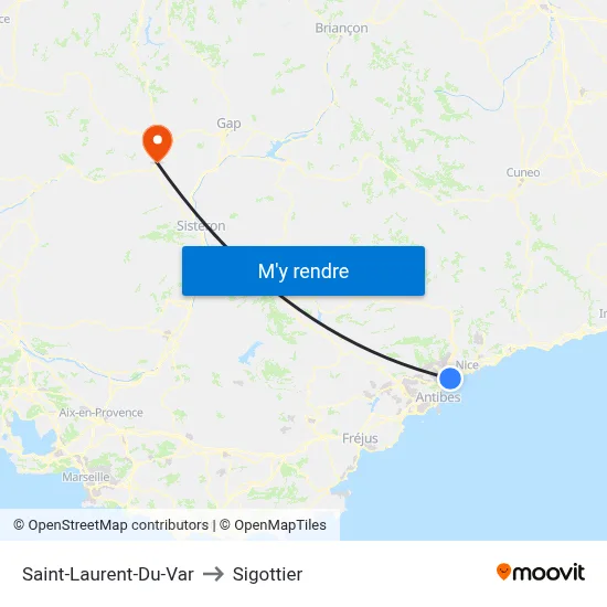 Saint-Laurent-Du-Var to Sigottier map