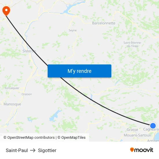 Saint-Paul to Sigottier map