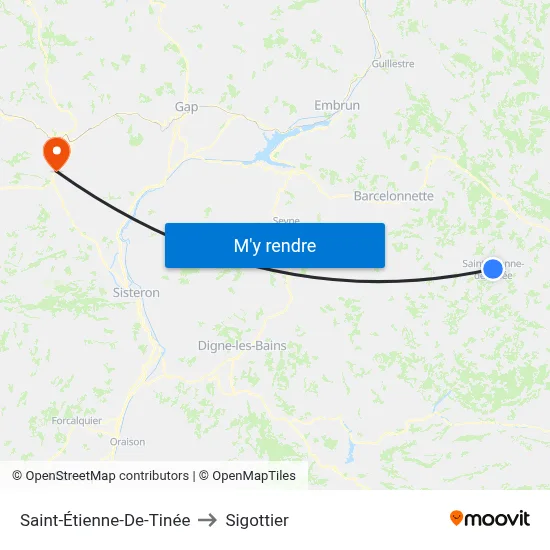 Saint-Étienne-De-Tinée to Sigottier map