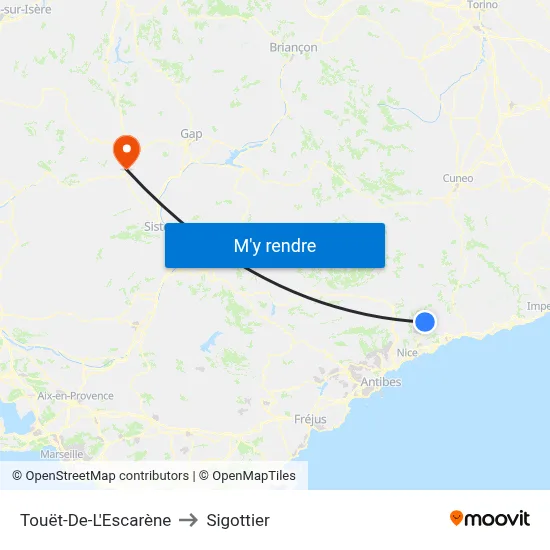 Touët-De-L'Escarène to Sigottier map