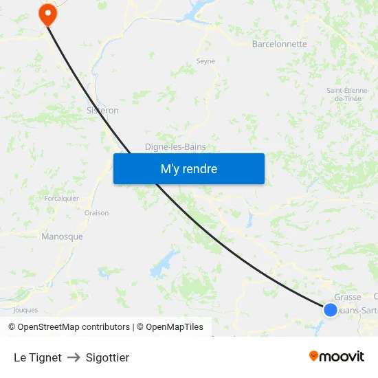 Le Tignet to Sigottier map