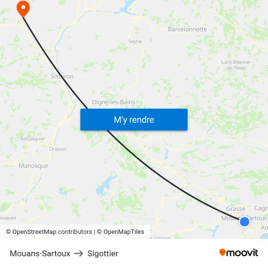 Mouans-Sartoux to Sigottier map