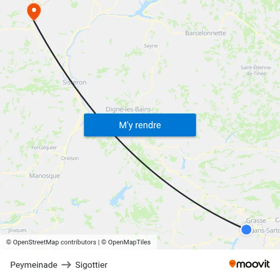 Peymeinade to Sigottier map