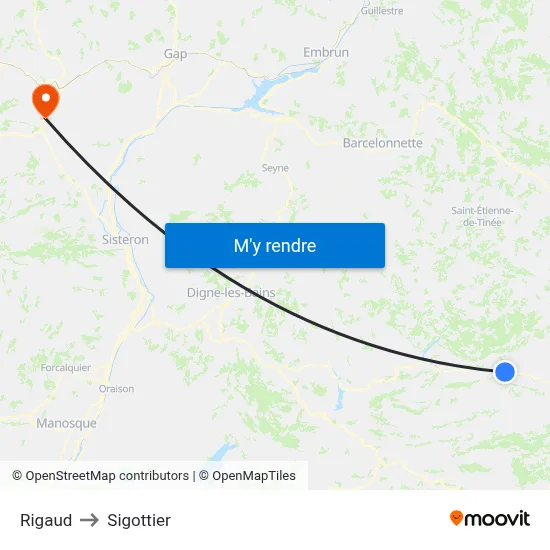 Rigaud to Sigottier map