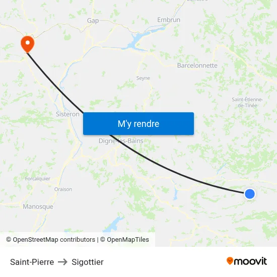 Saint-Pierre to Sigottier map