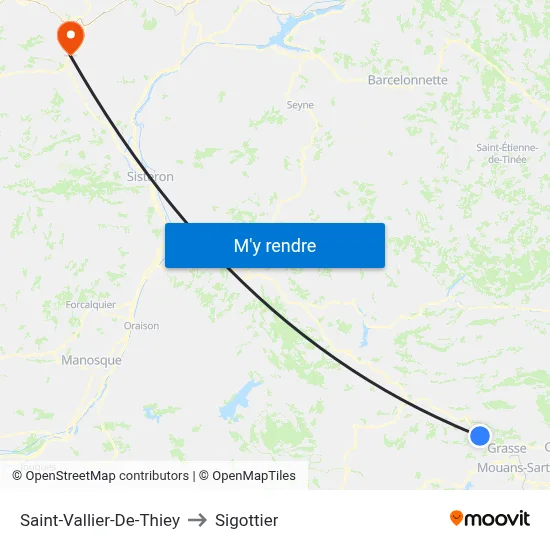 Saint-Vallier-De-Thiey to Sigottier map