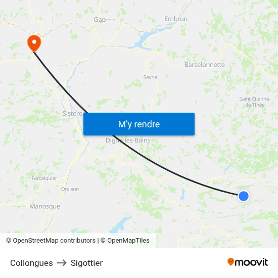 Collongues to Sigottier map
