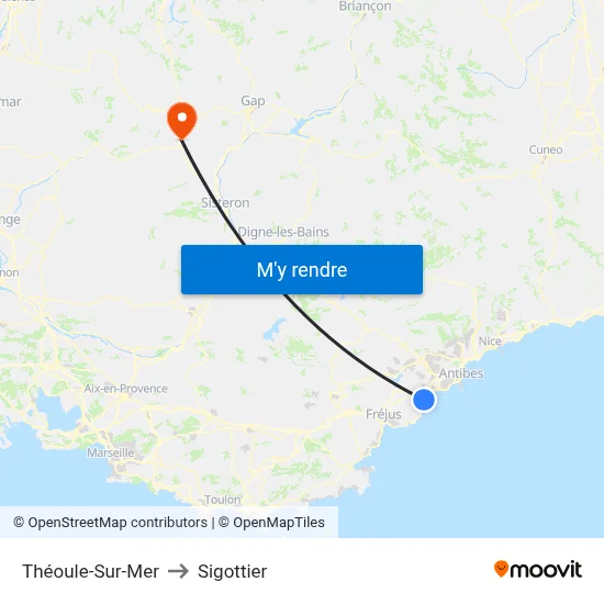 Théoule-Sur-Mer to Sigottier map