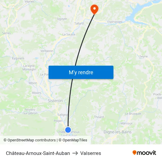 Château-Arnoux-Saint-Auban to Valserres map