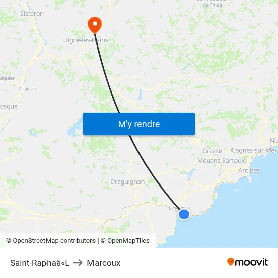 Saint-Raphaã«L to Marcoux map