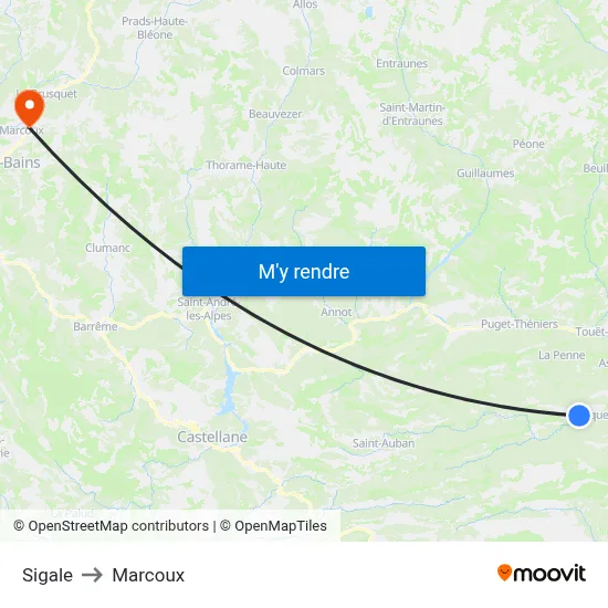 Sigale to Marcoux map