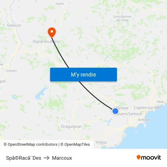 Spã©Racã¨Des to Marcoux map