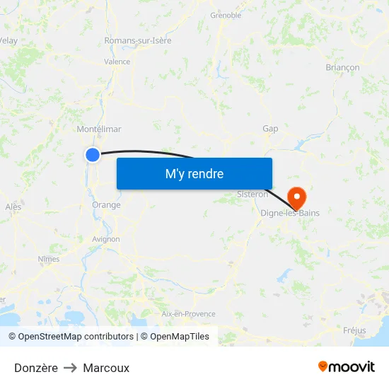 Donzère to Marcoux map