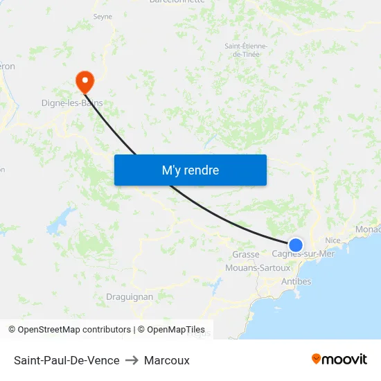 Saint-Paul-De-Vence to Marcoux map