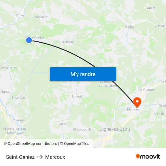Saint-Geniez to Marcoux map