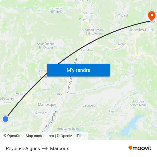 Peypin-D'Aigues to Marcoux map