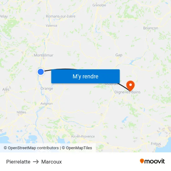 Pierrelatte to Marcoux map