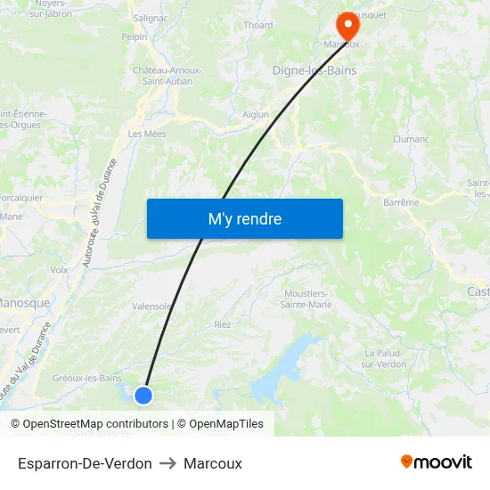 Esparron-De-Verdon to Marcoux map