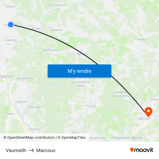 Vaumeilh to Marcoux map