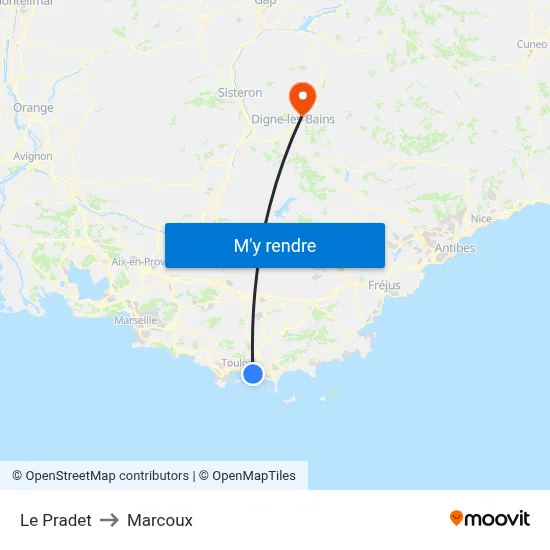 Le Pradet to Marcoux map