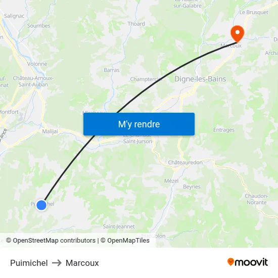 Puimichel to Marcoux map