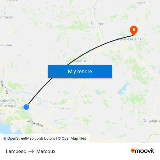 Lambesc to Marcoux map
