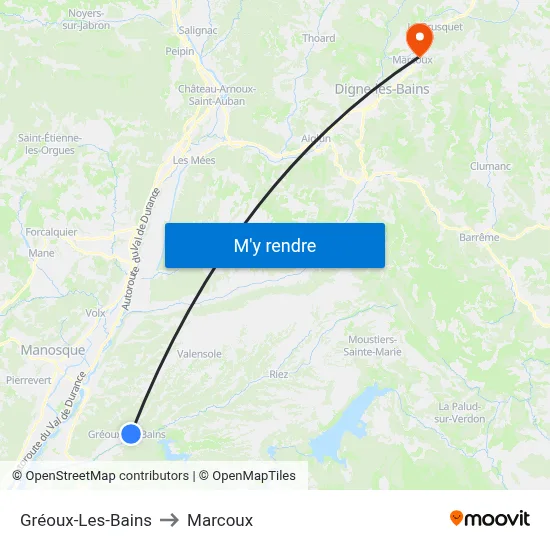 Gréoux-Les-Bains to Marcoux map