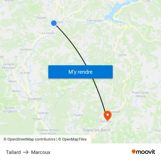 Tallard to Marcoux map
