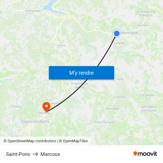 Saint-Pons to Marcoux map