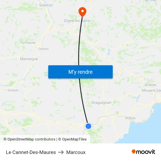 Le Cannet-Des-Maures to Marcoux map