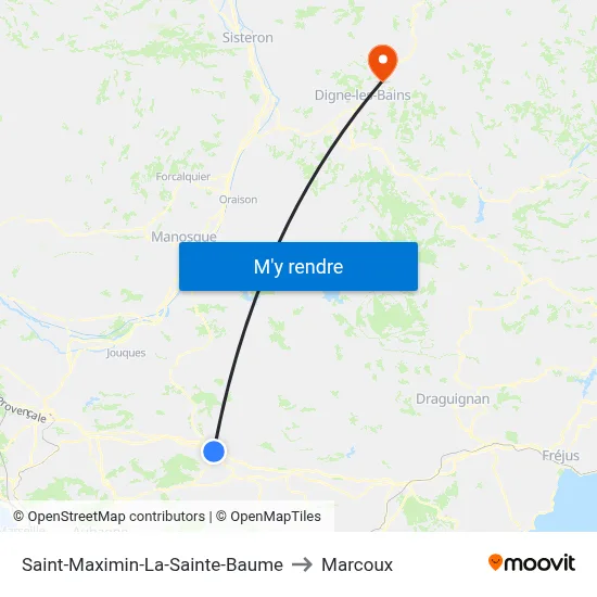 Saint-Maximin-La-Sainte-Baume to Marcoux map