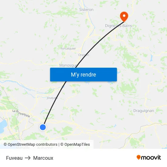 Fuveau to Marcoux map