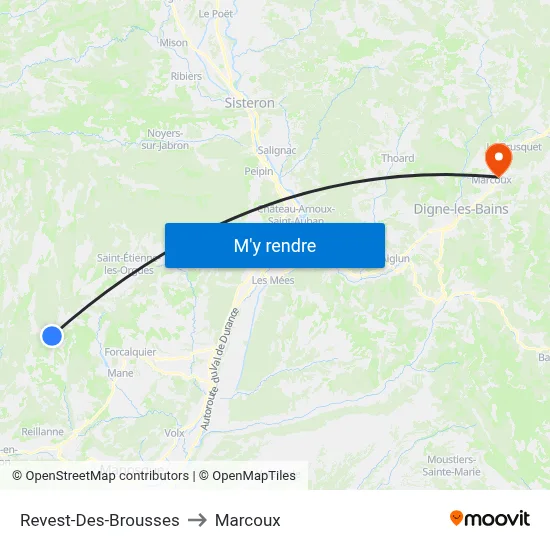 Revest-Des-Brousses to Marcoux map