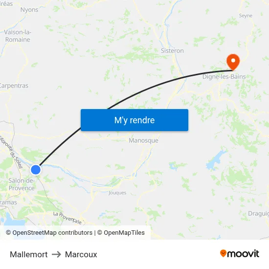 Mallemort to Marcoux map