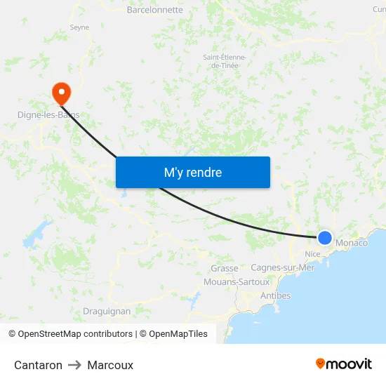Cantaron to Marcoux map