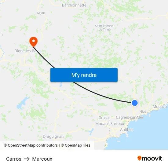 Carros to Marcoux map