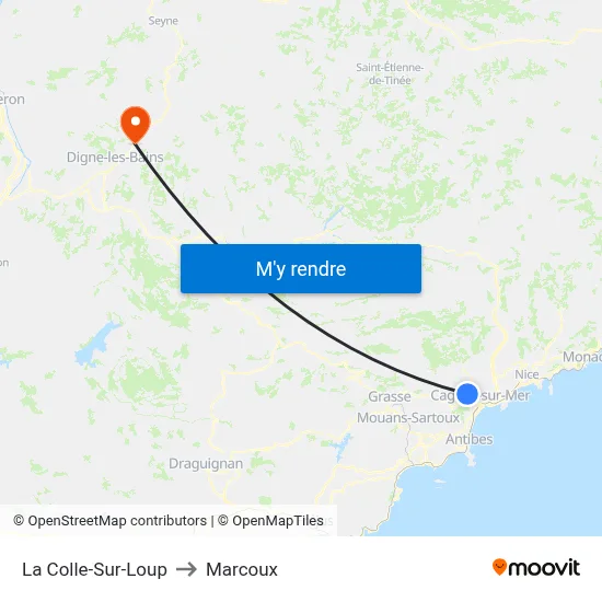 La Colle-Sur-Loup to Marcoux map