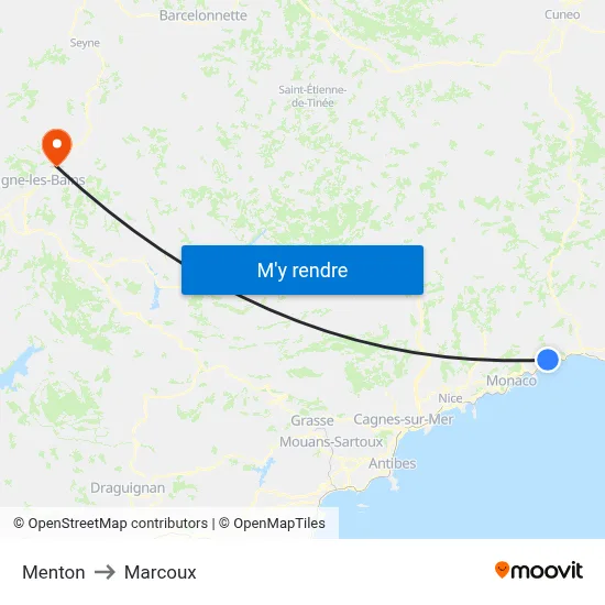 Menton to Marcoux map