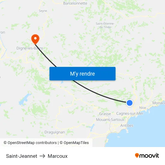 Saint-Jeannet to Marcoux map
