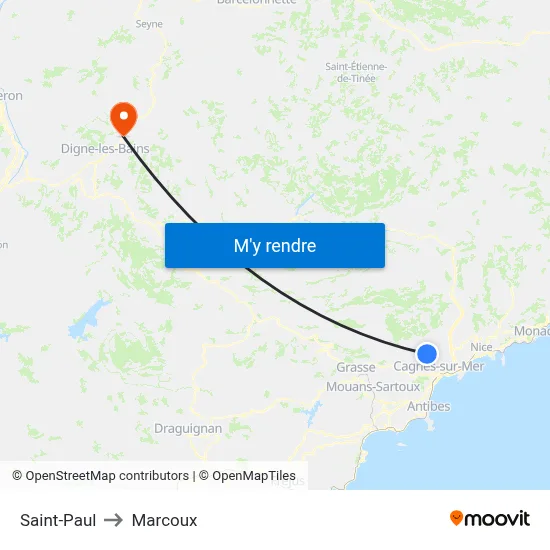 Saint-Paul to Marcoux map