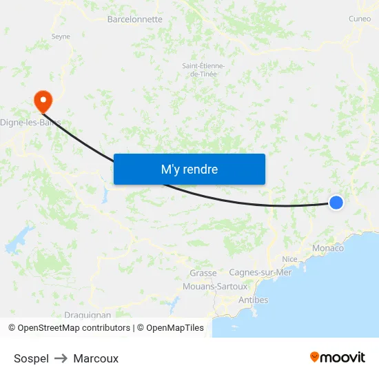 Sospel to Marcoux map