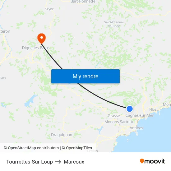 Tourrettes-Sur-Loup to Marcoux map