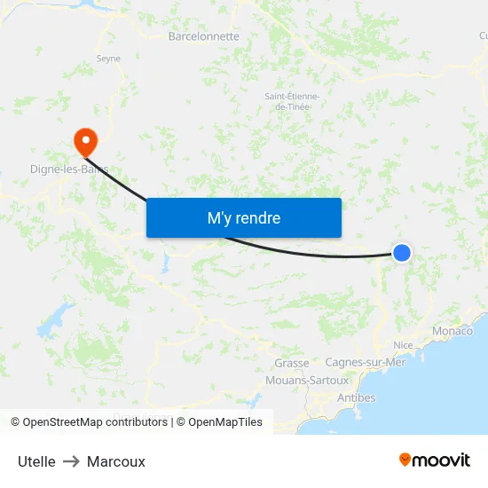 Utelle to Marcoux map
