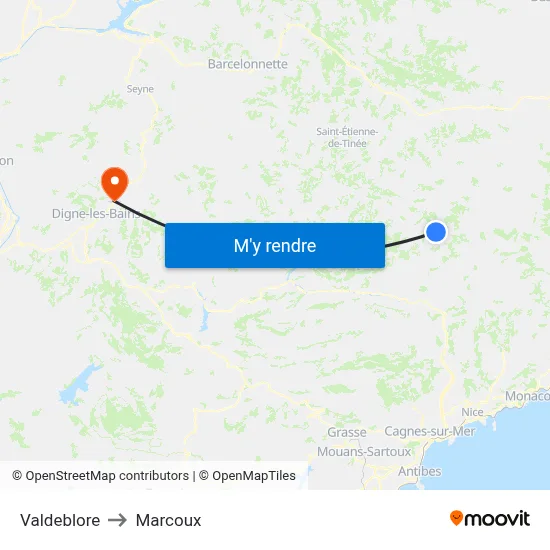 Valdeblore to Marcoux map