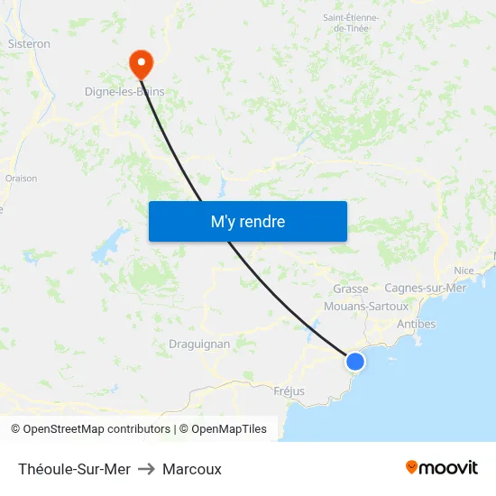 Théoule-Sur-Mer to Marcoux map