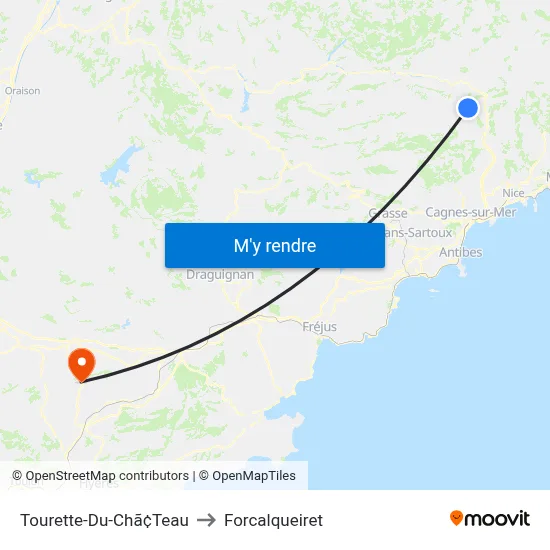 Tourette-Du-Chã¢Teau to Forcalqueiret map