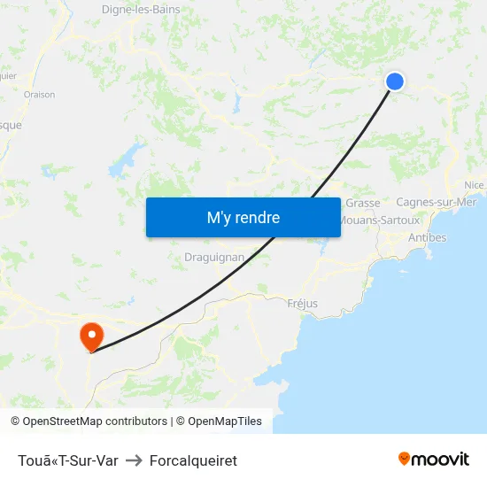 Touã«T-Sur-Var to Forcalqueiret map